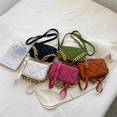 Thick Chain Small Leather Shoulder Bags for Women Lady Crossbody Bag