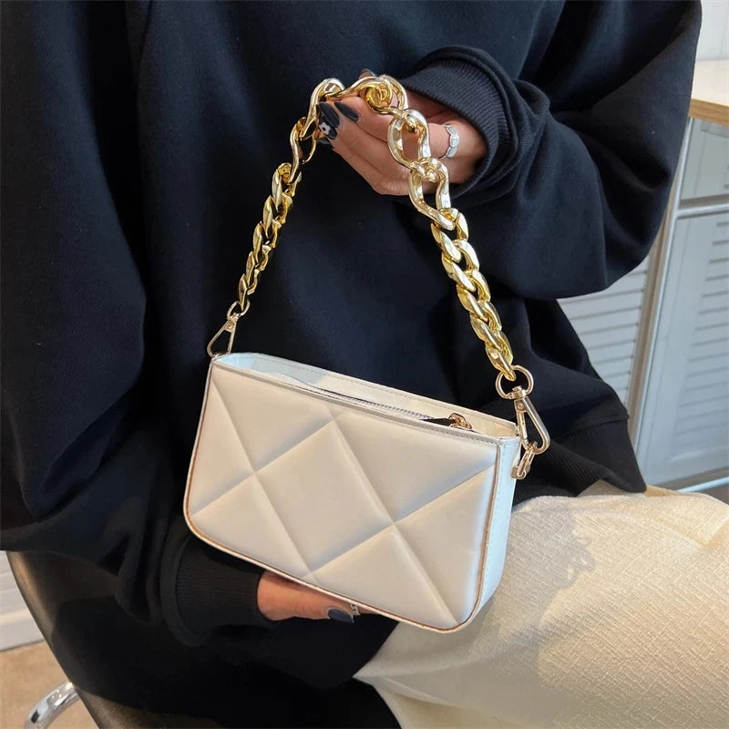 Thick Chain Small Leather Shoulder Bags for Women Lady Crossbody Bag