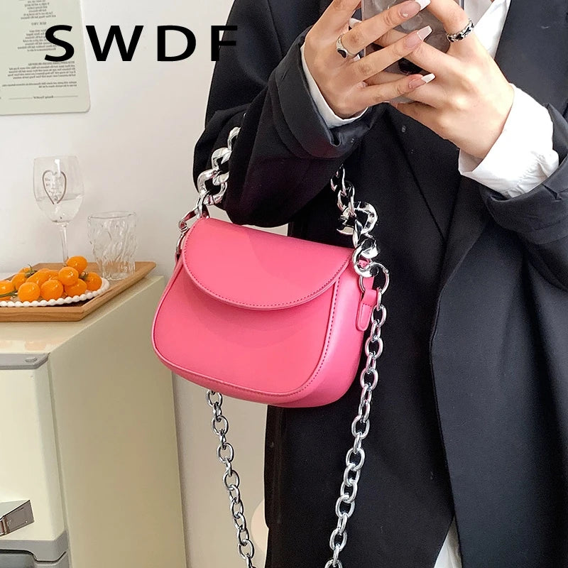Chain Small PU Leather Crossbody Bag for Women