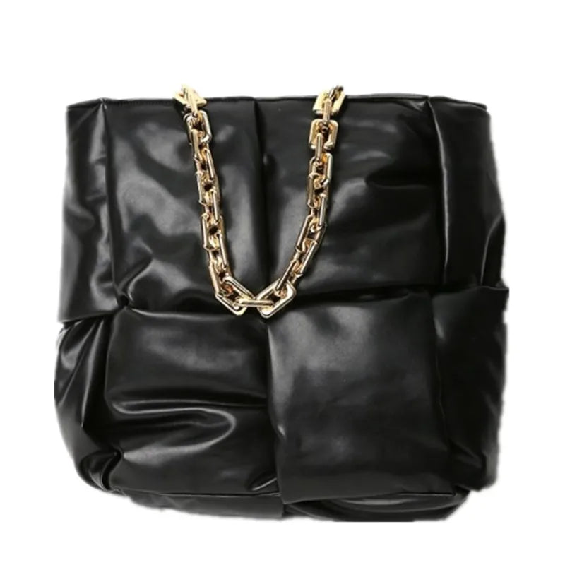 Thick Chain Sponge Fabric Shoulder Bag Women Tote Bag Autumn Large Capacity Bags