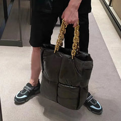 Thick Chain Sponge Fabric Shoulder Bag Women Tote Bag Autumn Large Capacity Bags