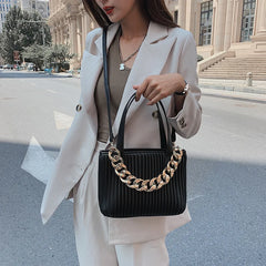 Thick Chain Tote Bag PU Leather Crossbody Shoulder Bags for Women