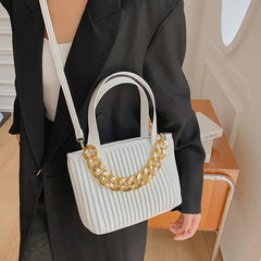 Thick Chain Tote Bag PU Leather Crossbody Shoulder Bags for Women