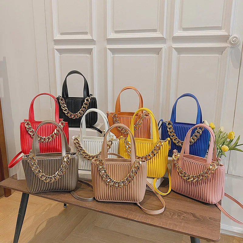 Thick Chain Tote Bag PU Leather Crossbody Shoulder Bags for Women