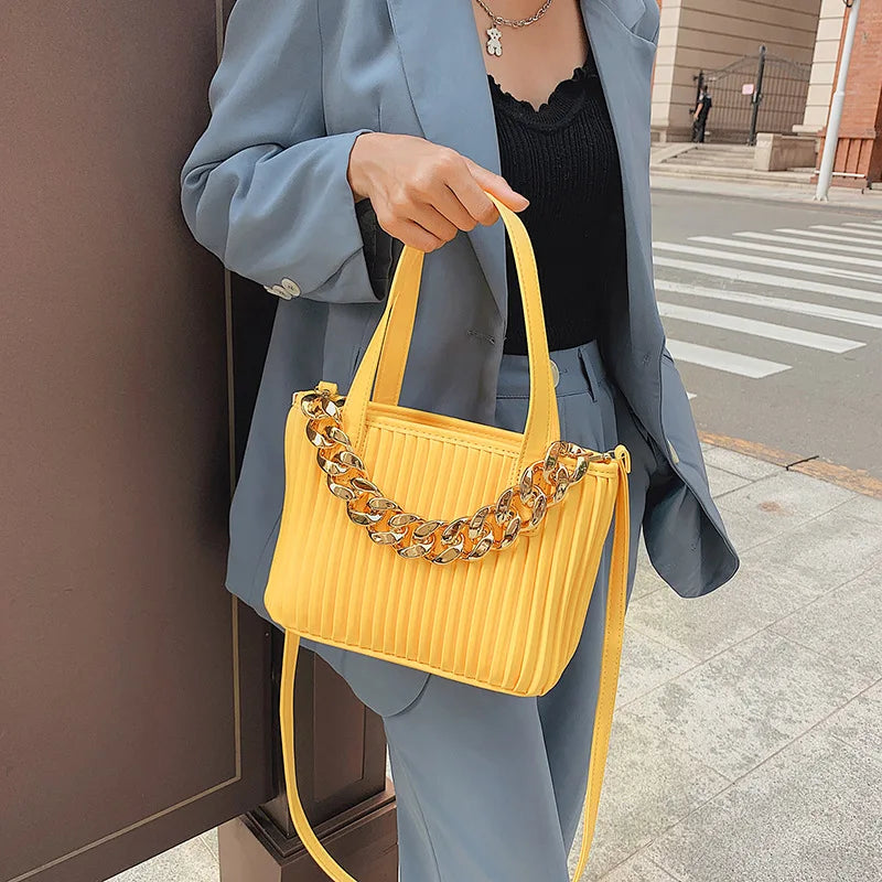 Thick Chain Tote Bag PU Leather Crossbody Shoulder Bags for Women