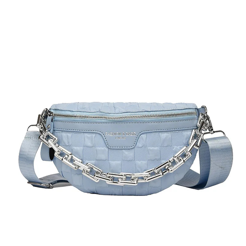 Thick Chain Waist Bag Women High Fabric Fanny Pack Female Chest Bags