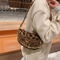 Plush Fanny Pack Thick Chain Waist Bag Winter Women Shoulder Crossbody