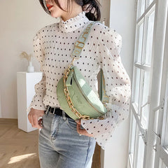 Thick Chain Women Waist Bag PU Leather Belt Bags Fanny Pack