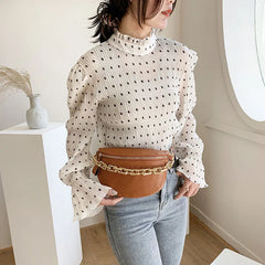 Thick Chain Women Waist Bag PU Leather Belt Bags Fanny Pack