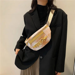 Thick Chain Women's Fanny Pack PU Leather Waist Bag