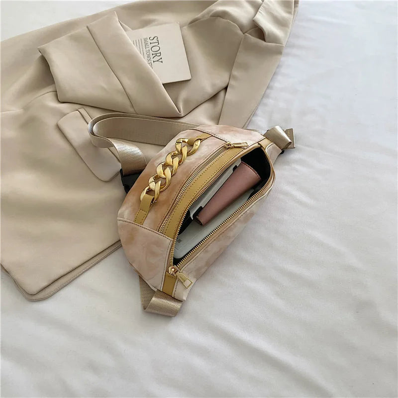 Thick Chain Women's Fanny Pack PU Leather Waist Bag