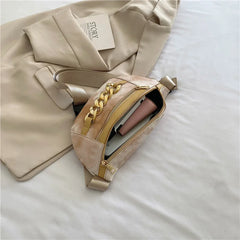 Thick Chain Women's Fanny Pack PU Leather Waist Bag