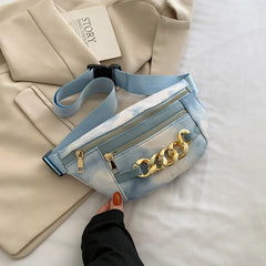 Thick Chain Women's Fanny Pack PU Leather Waist Bag