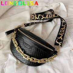 Plaid PU Leather Fanny Pack Waist Bag Shoulder Crossbody Chest Bags