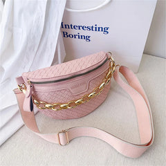 Thick Chain Women's Fanny Pack Plaid Leather Waist Bag