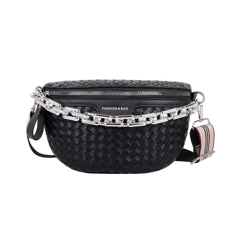 Plaid Leather Waist Bag Shoulder Crossbody Chest Bags for Women