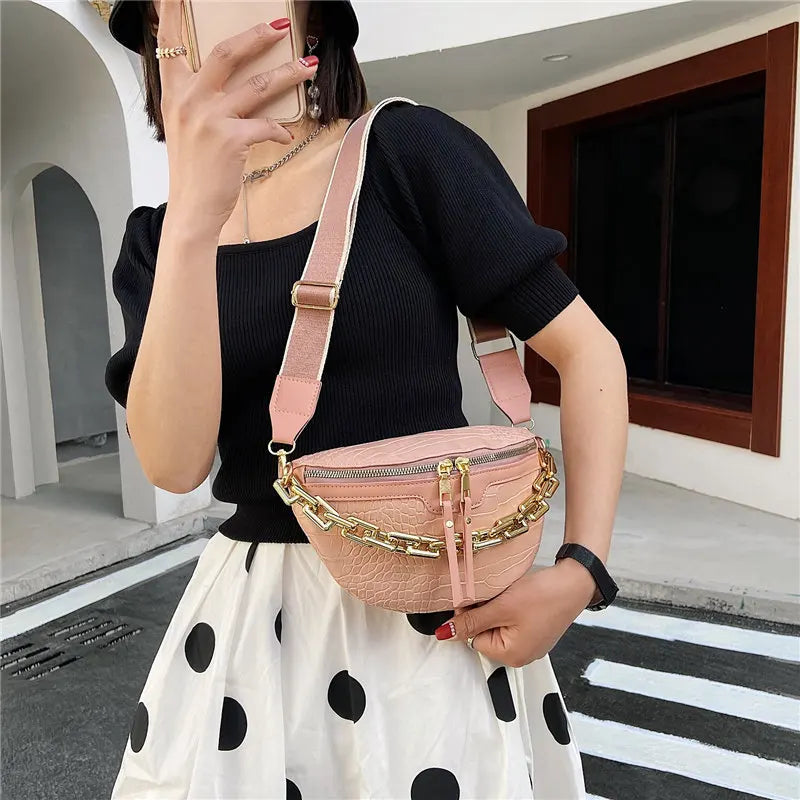 Plaid Leather Women's Fanny Pack Waist Bag Shoulder Crossbody Chest Bags