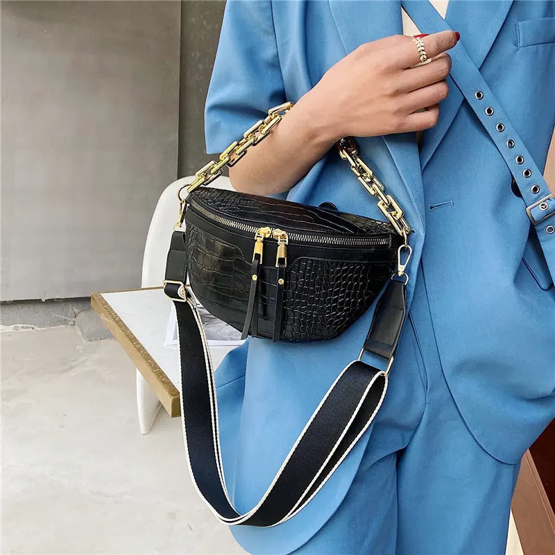 Plaid Leather Women's Fanny Pack Waist Bag Shoulder Crossbody Chest Bags