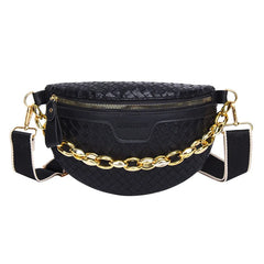 Thick Chain Women's Fanny Pack Plaid Leather Waist Bag