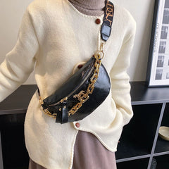 Women's Waist Bag Silver Handbag Leather Fanny Pack Shoulder Crossbody Chest Bag
