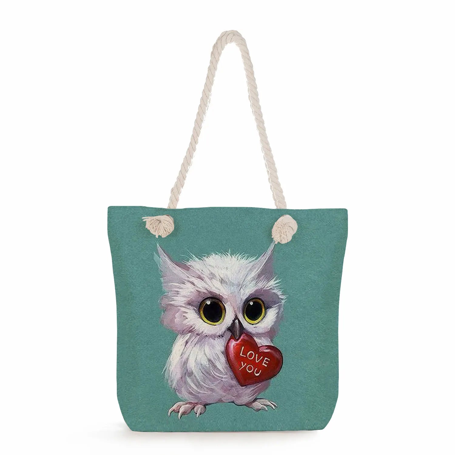 Thick Rope High Beach Shoulder Bag Cartoon Birds Casual Lady Big Capacity