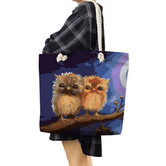 Thick Rope High Beach Shoulder Bag Cartoon Birds Casual Lady Big Capacity