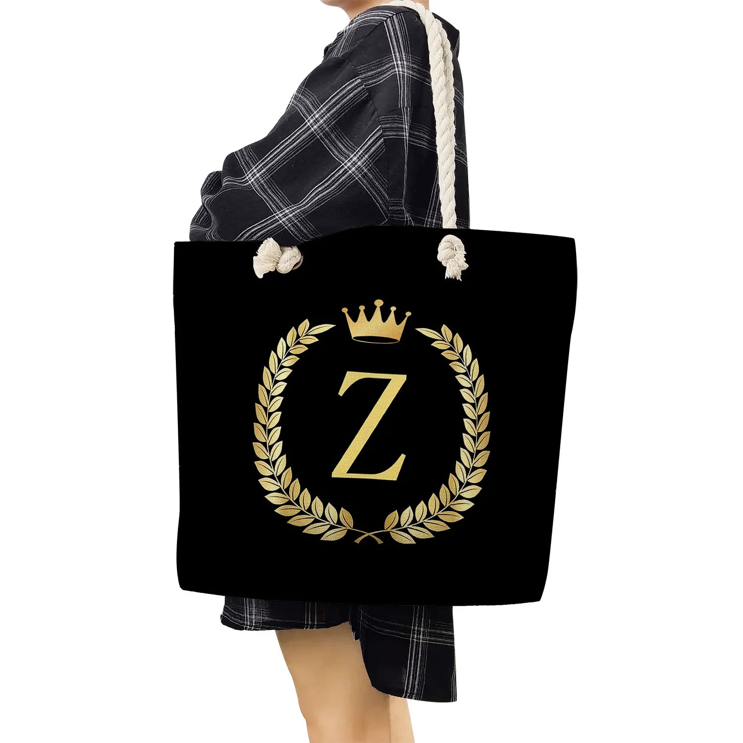 Thick Rope Shoulder Bag Crown Series Print Handbags Casual Totebags for Women