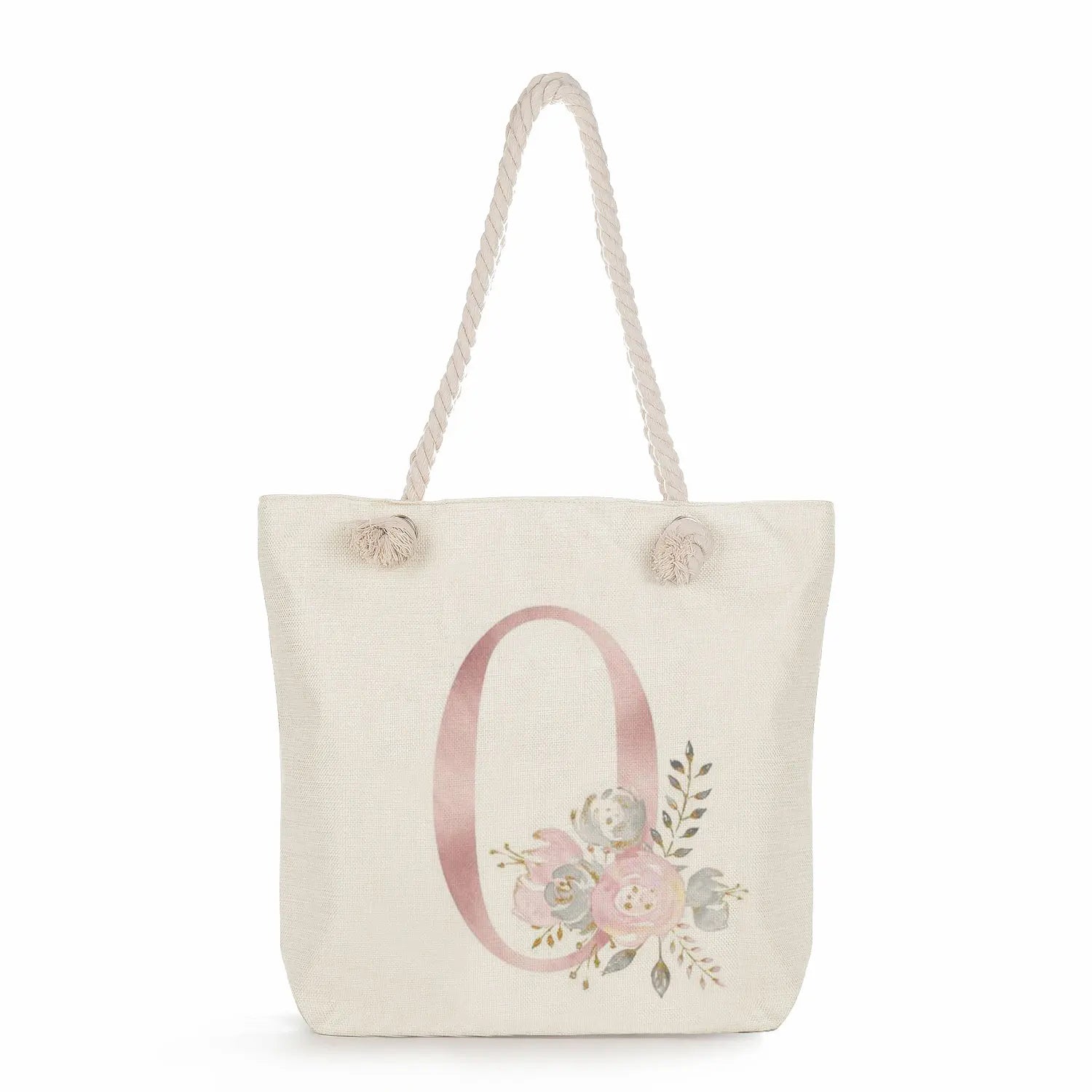 Thick Rope Shoulder Bag Floral Print Handbag Casual Totebag Women Travel Bag