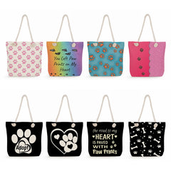 Dog Paw Printed Casual Handbags for Women