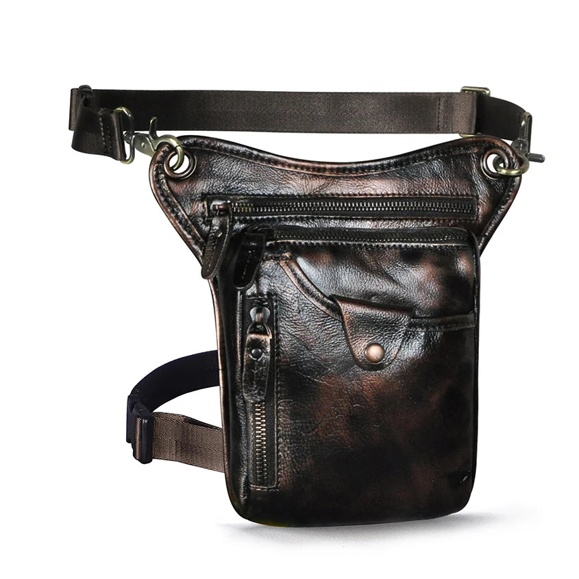 Soft Leather Men Crossbody Sling Bag Fanny Waist Belt Pack Leg Drop Bag