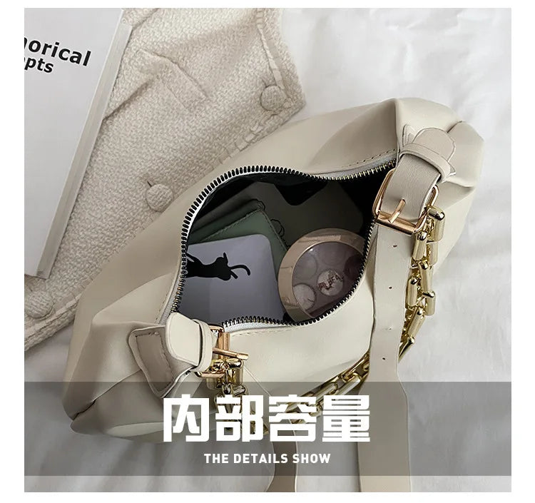 Thick Chain Shoulder Bag for Women Large Capacity Handbag Armpit Tote Crossbody