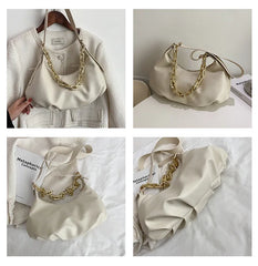 Thick Chain Shoulder Bag for Women Large Capacity Handbag Armpit Tote Crossbody