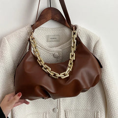Thick Chain Shoulder Bag for Women Large Capacity Handbag Armpit Tote Crossbody