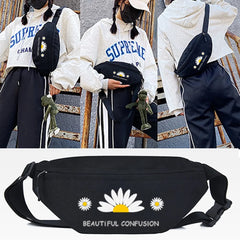 Three Daisies Print Waist Bag Outdoor Chest Pack Riding Crossbody Fanny Pack Sho