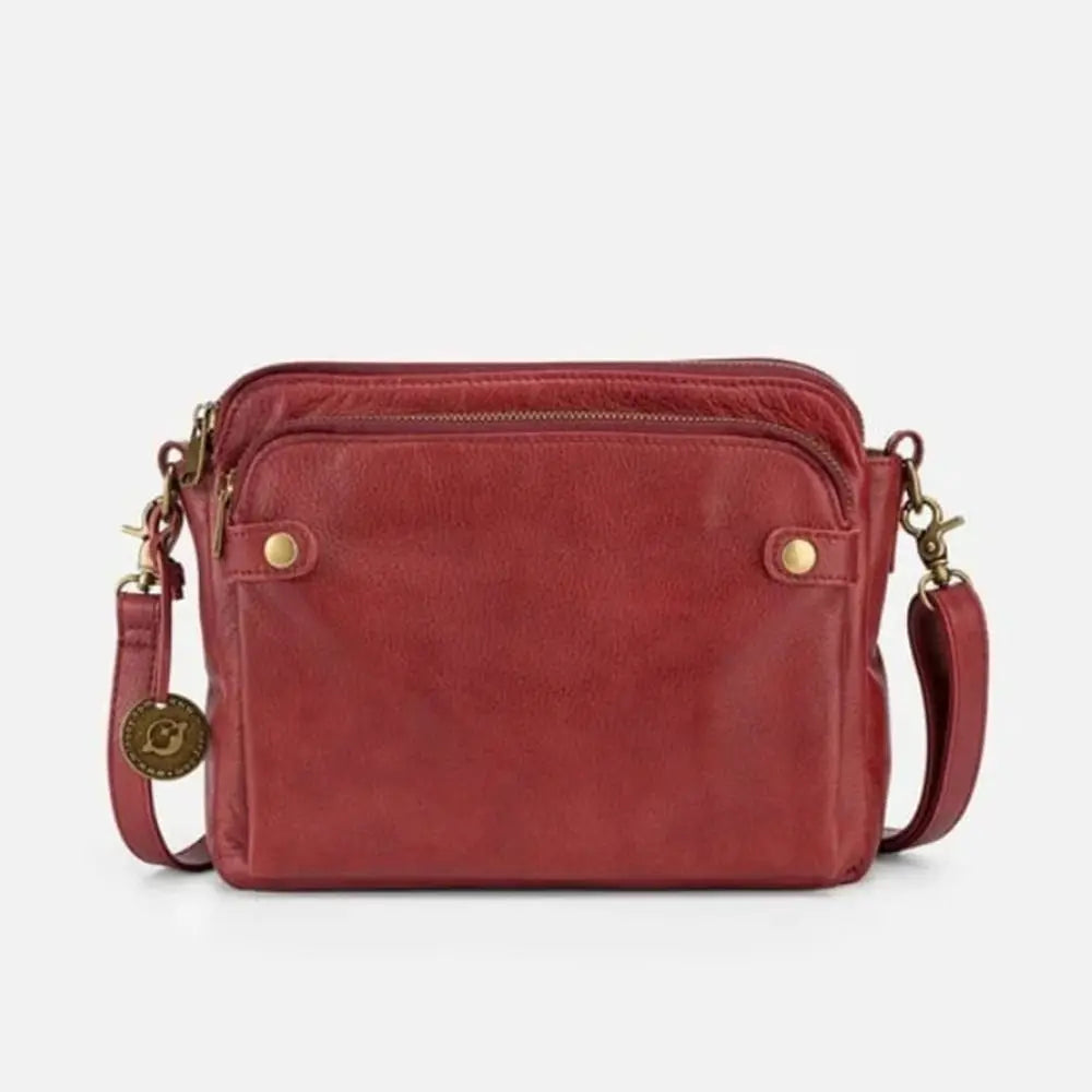3-Layer Crossbody Messenger Bag Zip Satchel PU Leather Shoulder Purse Handbag