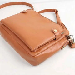 3-Layer Crossbody Messenger Bag Zip Satchel PU Leather Shoulder Purse Handbag