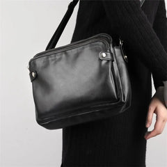 3-Layer Crossbody Messenger Bag Zip Satchel PU Leather Shoulder Purse Handbag