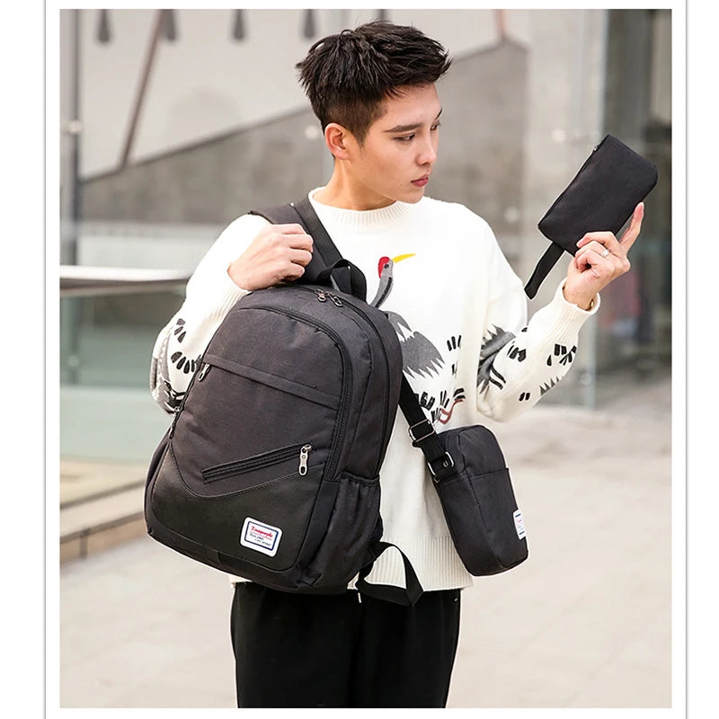 Three-piece Double Backpack Wear-Resistant Computer Backpack