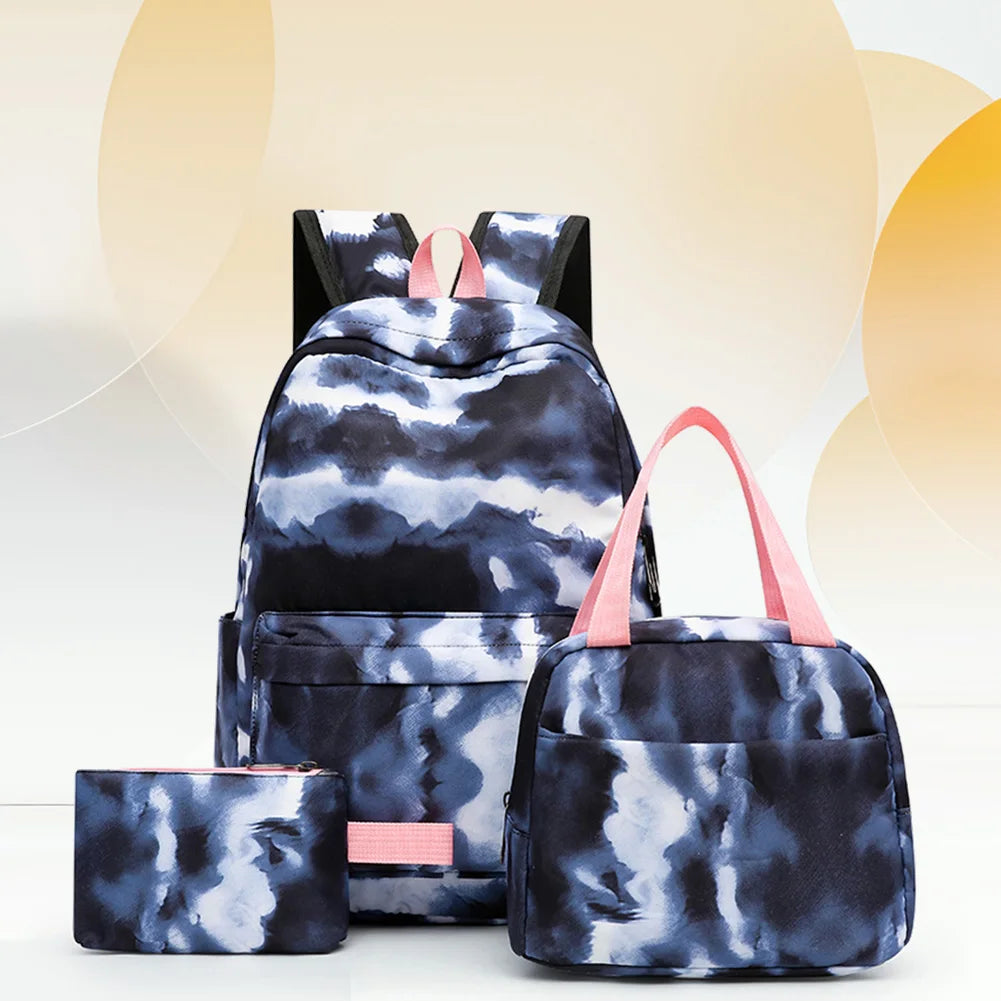 Tie Dye Backpack Set with Lunch Box and Pencil Case