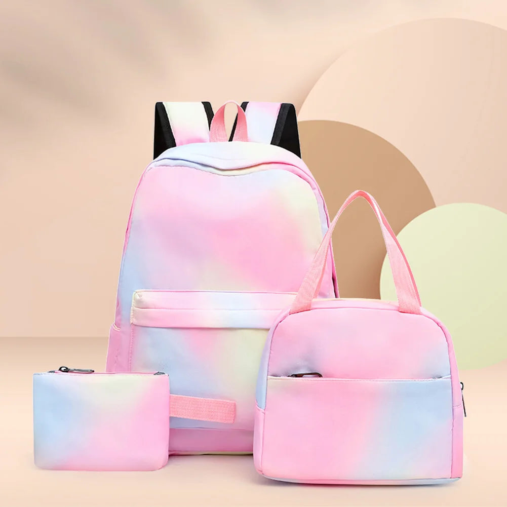 Tie Dye Ink Backpack Schoolbag Set for Teenagers