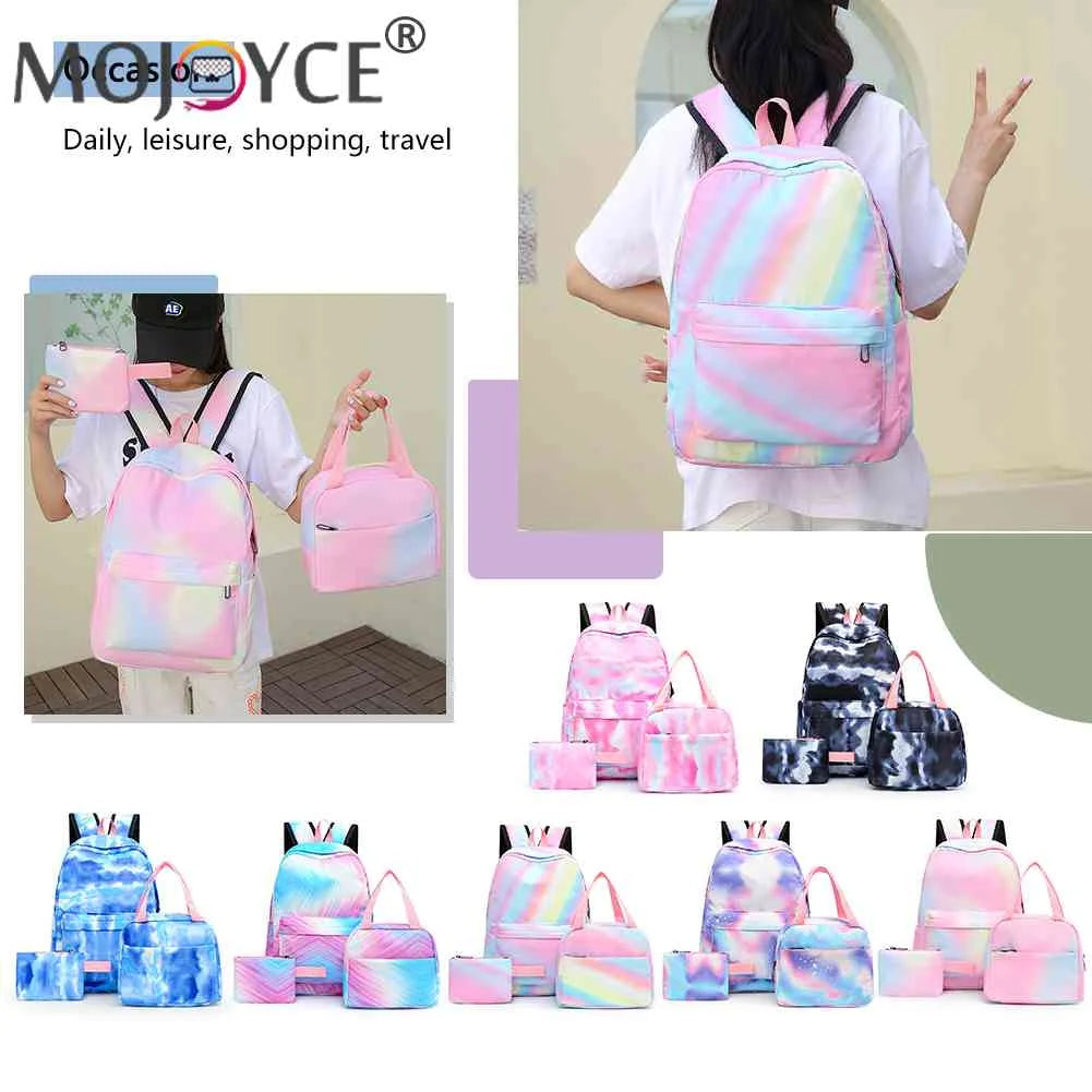 Tie Dye Ink Backpack Student Teens School Bookbag Insulated Lunch Tote Bag