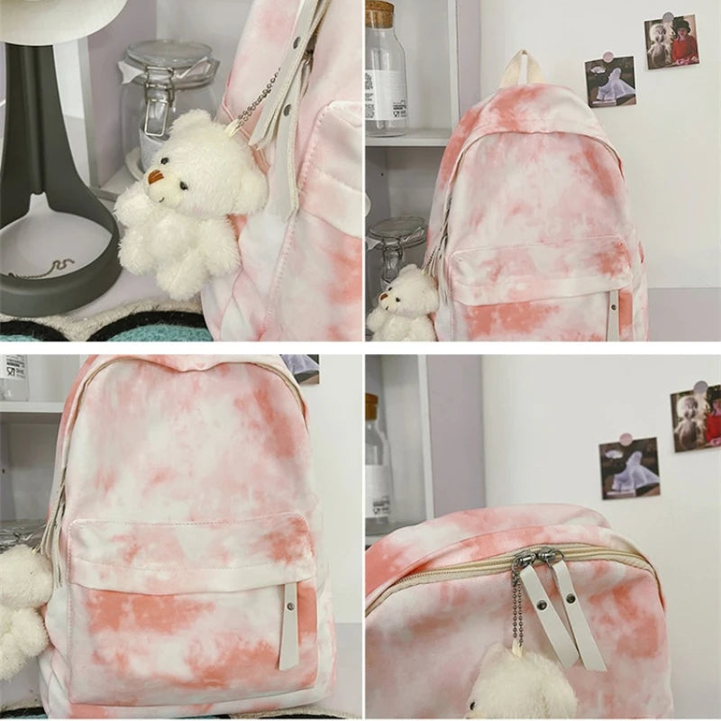 Tie Dye Women Backpack Girls School Bags Big Capacity Travel Female Shoulders Ba