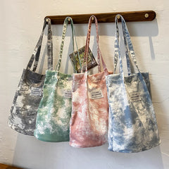 Tie-dye Large-capacity Shopping Bag Canvas Tote Shoulder Bag for Women