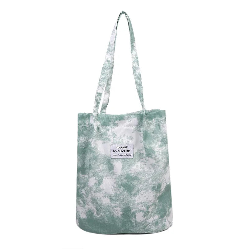 Tie-dye Large-capacity Shopping Bag Canvas Tote Shoulder Bag for Women