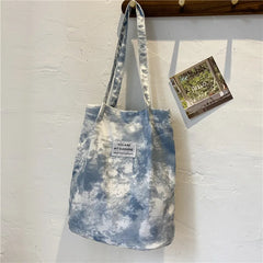 Tie-dye Large-capacity Shopping Bag Canvas Tote Shoulder Bag for Women