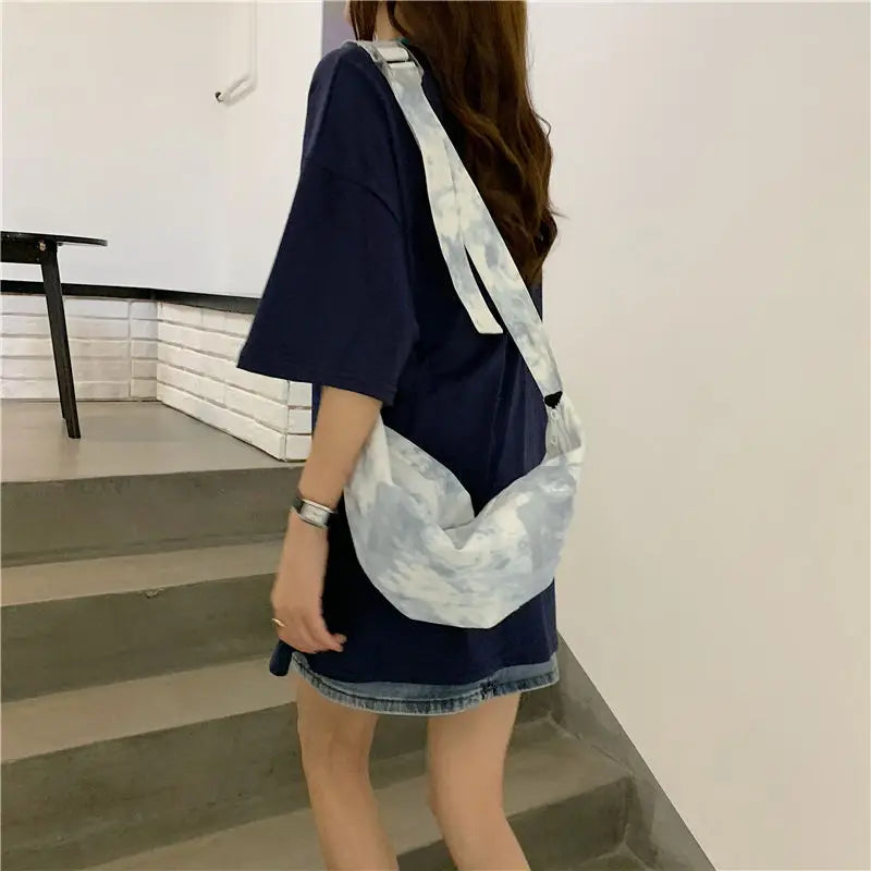 Tie-dye Harajuku Shoulder Bag Crossbody Hobos Big Capacity Canvas Handbag