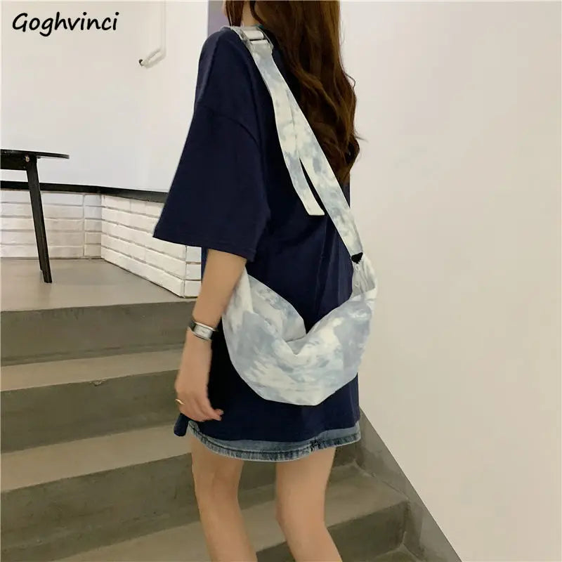 Tie-dye Harajuku Shoulder Bag Crossbody Hobos Big Capacity Canvas Handbag