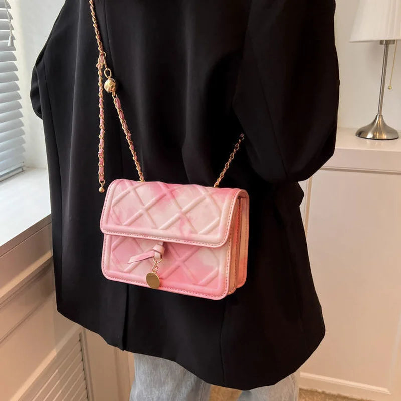 Tie-dye Shoulder Bags Women Ins Crossbody Chain Bag Flap All-match
