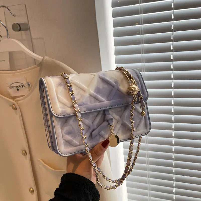 Tie-dye Shoulder Bags Women Ins Crossbody Chain Bag Flap All-match