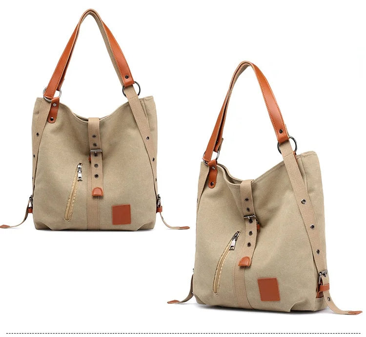 Tilorrene Canvas Women Bag Multi-purpose Shoulder Backpack Handbag